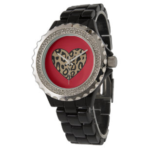Relógio Retro Leopard Heart Watch