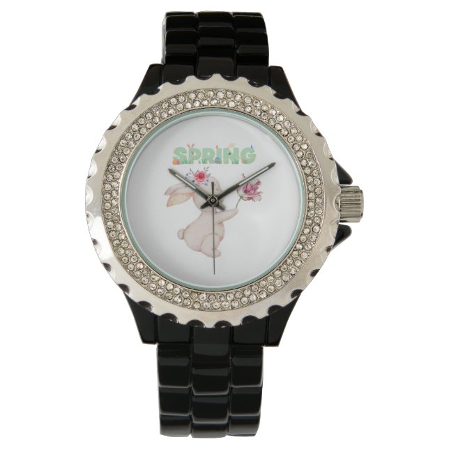 Relógio Retro Spring Bunny with Tulip Graphic Tee (Frente)