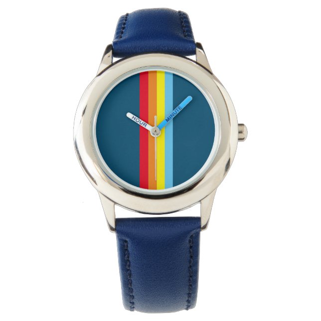 Relógio Retro Stripes Watch (Marinho Azul Múltiplo) (Frente)