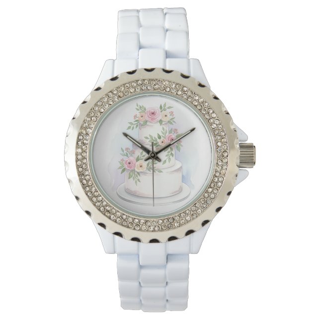 Relógio Rhinestone Bezel Weding Cake Bridal Watch (Frente)