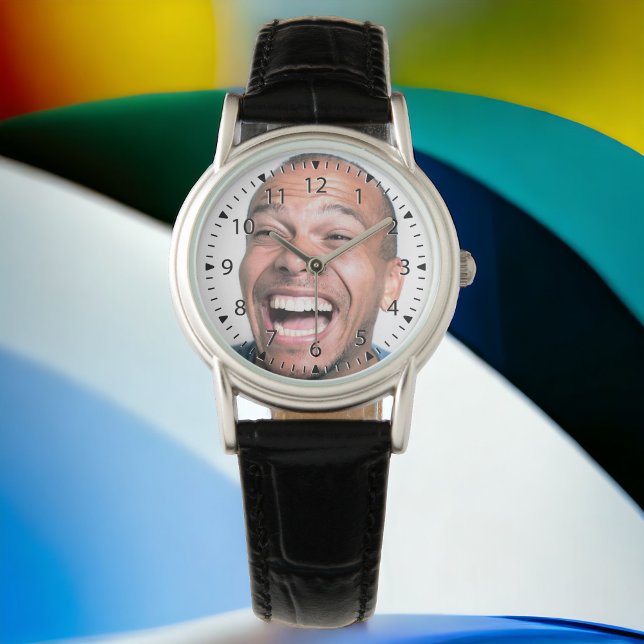 Relógio Ria Por Cima De Sua Foto Engraçada (Load your hilarious photo in the photo template for a fun one-of-a-kind watch! Makes a unique gift!)