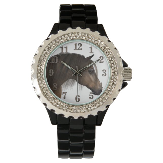 Relógio Rinoestone Black Enamel Watch, das mulheres do cav (Frente)