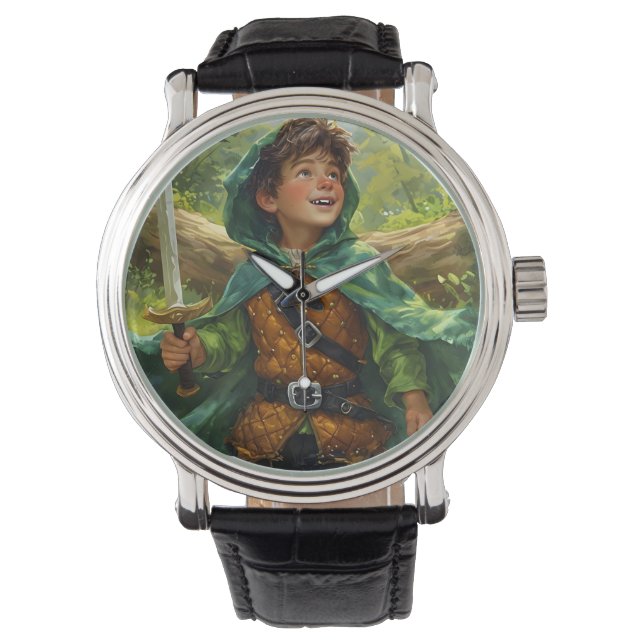 Relógio Robin Hood retratado como uma criança (Frente)
