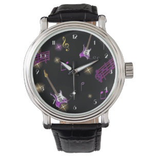 Relógio Rock Star Music Background Wrist Watch