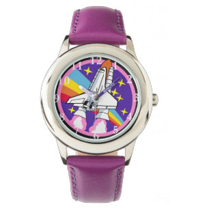 Relógio Rocket Shuttle Space Purple Girl Watch