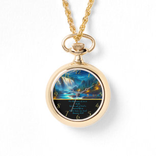 Relógio Romanos 6:23 Christian Faith um ouro em cascata