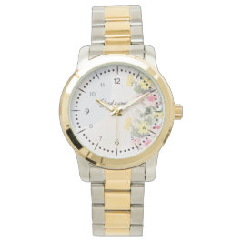 Relógio Romantic cottage flowers wallpaper