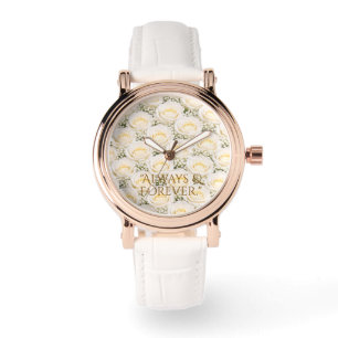 Relógio Rosa Branca Elegante Floral Personalizada
