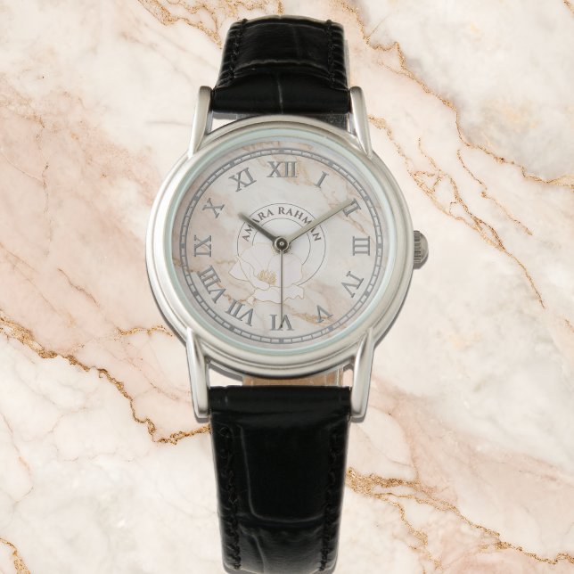 Relógio Rosa com Relevo de Mármore para Mulheres - (Criador carregado)