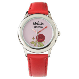Relógio Rosa de rosa vermelha elegante