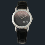 Relógio Rosa Dourada Blush Preto-Cor-de-Rosa-Brilhante Mon<br><div class="desc">Preto e Rosa Dourado - Monitor de nome do monograma com brilho brilhante rosa-claro. Isso faz a formatura perfeita,  aniversário,  casamento,  chá de panela,  aniversário,  chá de fraldas ou presente de festa de solteira para alguém que ama luxo de vidro e estilos quíticos.</div>