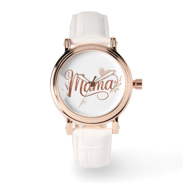 Relógio Rosa Dourada "Mama" Watch - Elegante Novo Presente (Frente)