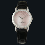 Relógio Rosa Dourado - Brilho Rosa Bege Metal Monograma No<br><div class="desc">Rosa Dourado - Brilho Rosa Bege Falso Brilho Metálico Brilho Escovado Metal Monograma Nome Relógio. Isso torna o presente perfeito para formatura,  aniversário,  casamento,  chá de noiva,  aniversário de casamento,  chá de bebê ou festa de despedida de solteira para alguém que ama luxo glamoroso e estilos chiques.</div>