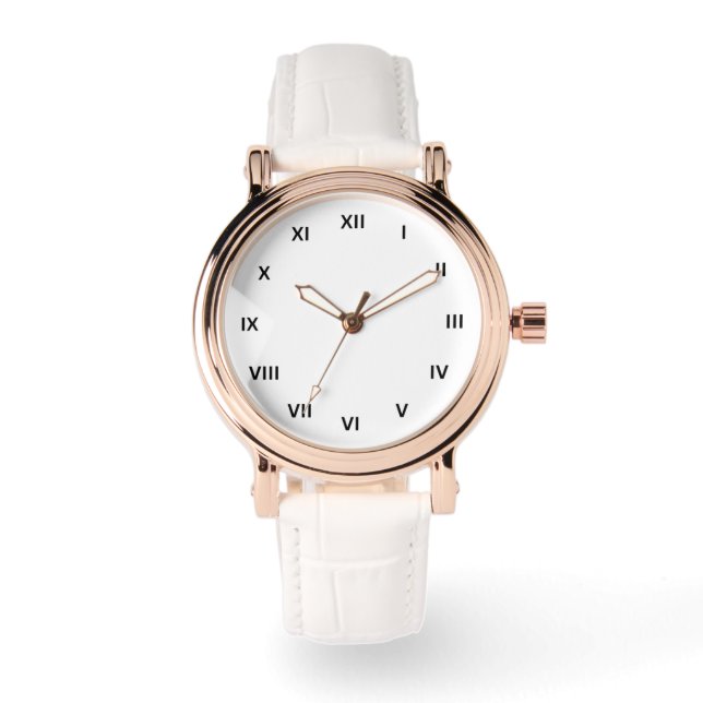 Relógio Rosa Dourado Matellic Moderno Elegante Números Rom (Frente)
