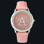 Relógio Rosa Rosa Rosa Rosa Rosa Dourada, Brilhante e Mono<br><div class="desc">Rosa rosa rosa Dourada Faux Glitter e Sparkle Elegant Monographic Watch. Esta Monitorização pode ser personalizada para incluir o seu nome inicial e próprio. A Rosa Dourada Glitter Watch faz um excelente Chá de panela, Festa de aniversário ou presente de Festa de solteira para aquela pessoa especial que ama rosa....</div>