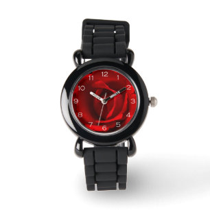 Relógio Rosa vermelha White Numbers Kids Watch cn