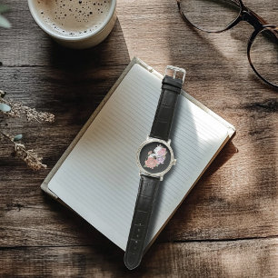 Relógio Rosas rosa-Lavanda de pêssego brancas