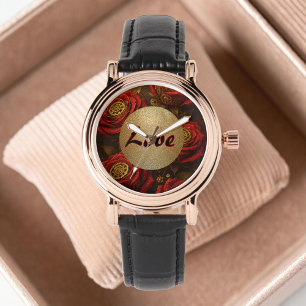 Relógio Rosas Steampunk de Luxo Românticas Engrenagens Dou