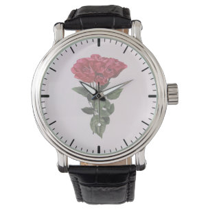 Relógio Rosas Vermelhas e Folhas