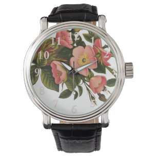 Relógio Rosas Vintage Lindas Botânica Rosa