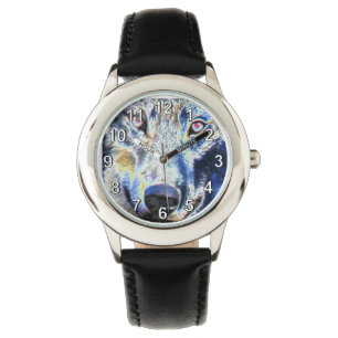 Relógio Rosto de lobo colorido