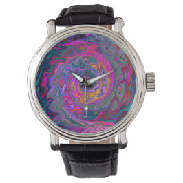 Relógio Roteiro Magenta Retroativo, Verde e Abstrato Laran