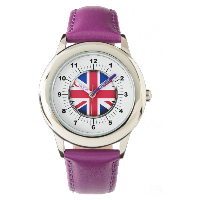 Relógio Rótulo Roxo do Sinalizador do Reino Unido ajustáve (Frente)
