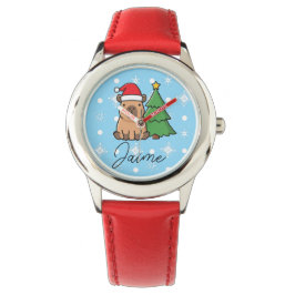 Relógio Roupa de Natal Azul Vermelho para Crianças Fofas