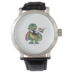 Relógio Roupas Vetoriais de Dinossauro Orgulho Fofo Design