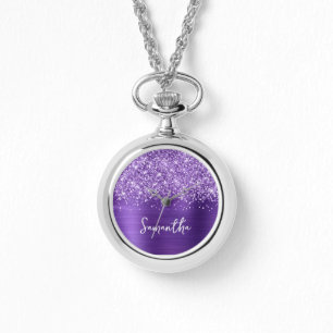 Relógio Roxo ametista cintilante glam nome