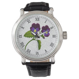 Relógio Roxo Garden Pansy Flowers Watch