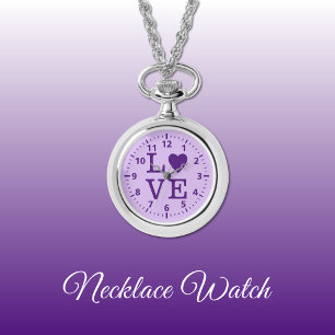 Relógio Roxo Love Necklace Watch