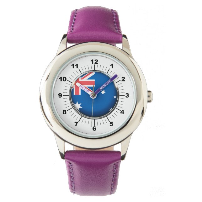 Relógio Roxo Roxo Ajustável de Sinalizador da Austrália pa (Frente)