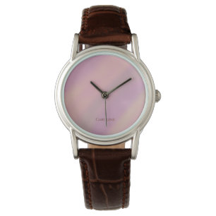 Relógio Roxo Suave Rosa Personalizado Nome 