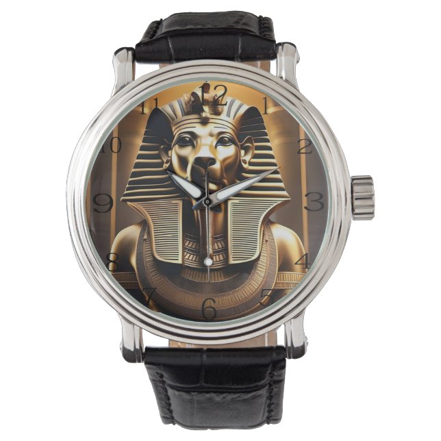 Relógio **"Royal Roar: O Leão Faraó Ouro"** (Frente)