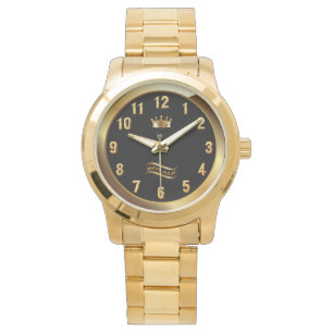 Relógio Royale Crown Classic ~ Dourado Em Preto ~ Único ~