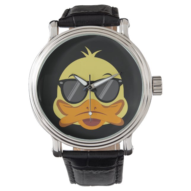 Relógio Rubber Duck face Head yellow sunglasses (Frente)