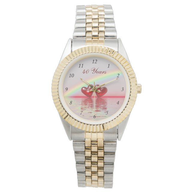 Relógio Ruby Hearts do 40º aniversário (Frente)
