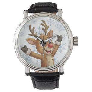 Relógio Rudolph com Flocos de Neve Azuis