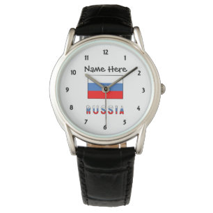 Relógio Rússia Personalização Negra de Bandeira Russa