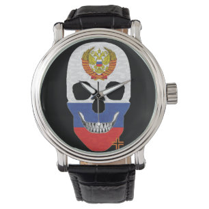 Relógio russo HANDSKULL significa couro B2