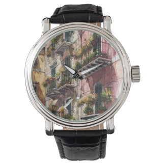 Relógio Rustic Earth Tones Balcony Scene Watch
