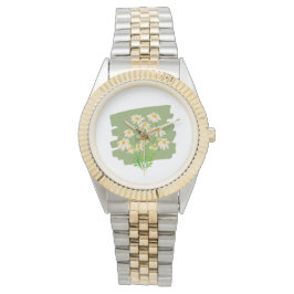 Relógio Rustic Floral Design on Green Background