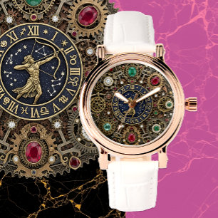 Relógio Sagittarius zodiac sign watch, Steampunk, gems