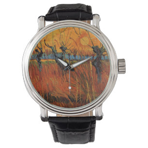 Relógio Salgueiros ao Pôr-do-Sol por Vincent van Gogh