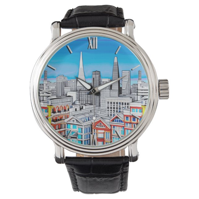Relógio San Francisco Skyline Poster Art (Frente)