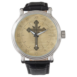 Relógio Santorini Christian Cross Woodle Maple Rosewood
