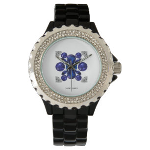 Relógio Sapphire Diamond Gemstone Art Blue