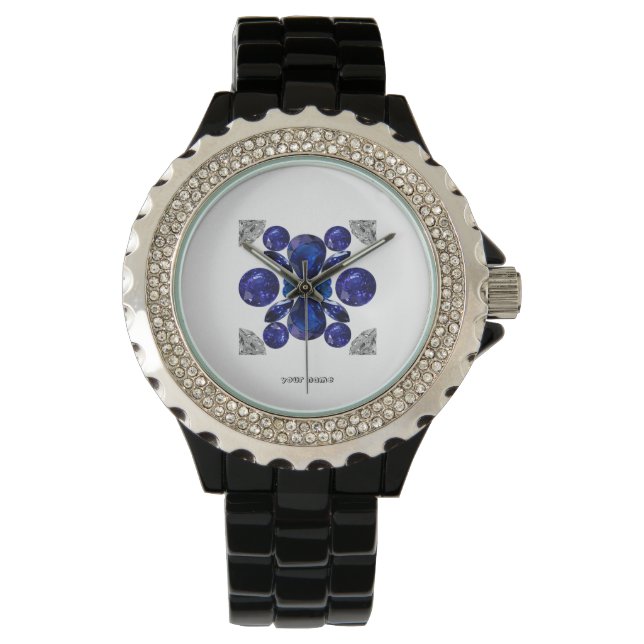 Relógio Sapphire Diamond Gemstone Art Blue (Frente)