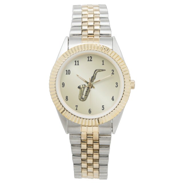 Relógio Saxofone com Números Negros (Frente)